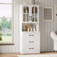 71" H X 23.6" W Kitchen Pantry With Bookcases, Glass Door Kitchen Hutch by Latitude Run