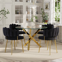 Round Glass Dining Set for 4-6 by George Oliver