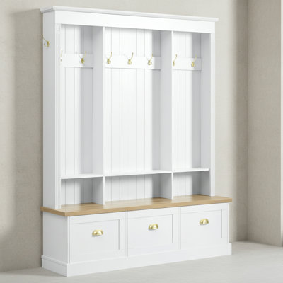 75.2"H Hall Tree With Built-In Led Light And 3 Large Cabinets by Lark Manor