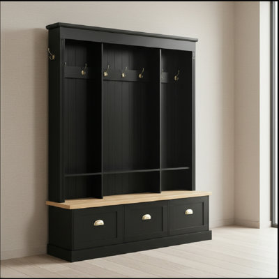 75.2"H Hall Tree With Built-In Led Light And 3 Large Cabinets by Lark Manor