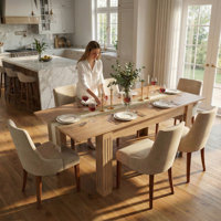 Extendable Kitchen Dining Table, 54"-85" Expandable Rectangular Dinner Table for 4-10 People, Modern Rectangular Dining Table with Sturdy Wood Frame & by George Oliver
