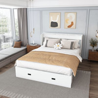 Full Murphy Bed With Storage Drawers And Charging Station, Rolling Pull-Out No Spring Box Need Space-Saving Cabinet Bed by Latitude Run