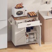 42" Modern Farmhouse Kitchen Island Cart With Wood Top & X-Design Cabinet by August Grove
