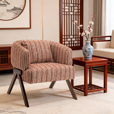 Mid Century Upholstered Arm Accent Chair with Solid Wood Legs by Mercer41