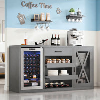Multifunctional Wine Cabinet With Storage, Charging Station & Adjustable Shelves