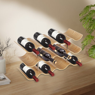 Space-Saving 3 Tiers Wine Bottle Storage Rack Wave-Shaped Display For Kitchen, Bar, Wine Cellar Or Pantry, Compact Holder Organizes by Williston Forge