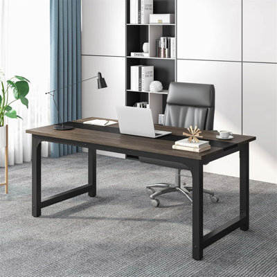 63" Large Modern Computer Desk For Home Office – Heavy Duty Writing Table With Steel Frame, Industrial Workstation With Spacious Desktop & Adjustable by 17 Stories
