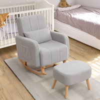 Upholstered Teddy Rocking Chair And Ottoman Ensemble by George Oliver