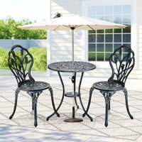 Metal Patio Floral-Patterned Bar Set Of 3