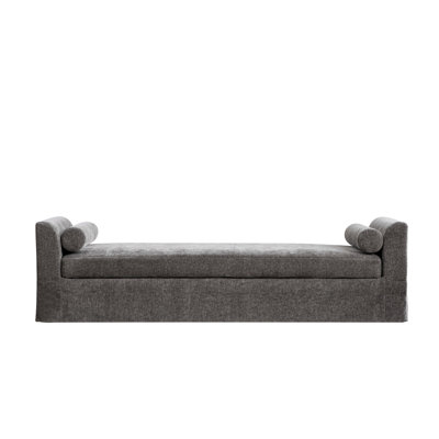 90.5" Modern Bench,window-side Bench With Armrests,chenille Couch With 2 Bolster Pillows, For Bedrooms, Living Room, Dormitories by Corrigan Studio
