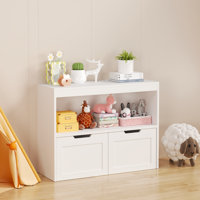 Book Organizer, Toy Storage Cabinet Organizer, White by Ebern Designs