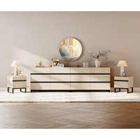 4-Piece Modern Bedroom Furniture Set, 94.5-Inch Dresser With 12 Drawers And 2 Nightstands With 2 Drawers, Bedroom Set Of 4 by Ebern Designs