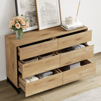 3-Piece Modern Bedroom Furniture Set, 47-Inch Dresser With 6 Drawers And 2 Nightstands Featuring Drawer And Cabinet Design, Bedroom Set Of 3 by Ebern Designs
