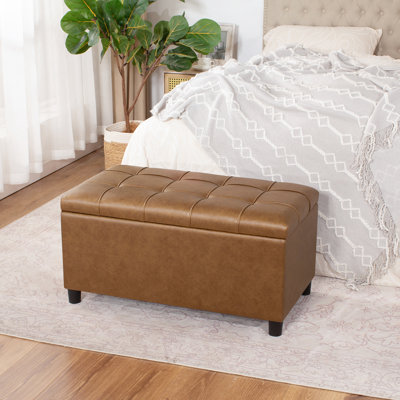 32" Faux Leather Storage Ottoman With Lift-top by Ebern Designs