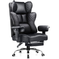 Big and Tall Office Chair 400LBS Wide Ergonomic Gaming Chair with Deluxe Embossing Designed Leather with Foot Rest,150°Reclining Adjustable Soft Armr by Inbox Zero