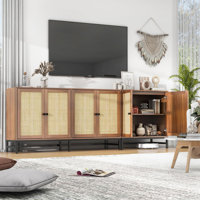 BuffetRattan Sideboard - Mid-Century Modern Storage Cabinet for Kitchen, Living & Dining Room by Ebern Designs