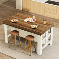 55.1" Kitchen Island Table With Storage And Seating For Kitchen Dining Room by 17 Stories