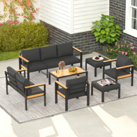Outdoor Couch Aluminum Patio Furniture Sofa, 7 - Person Seating Group With Cushions by Winston Porter