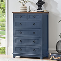 Farmhouse 6 Drawer Dresser For Bedroom, 41" Tall Small Dressers & Chest Of Drawers, Rustic Wood Dresser With Metal Handle, Storage Organizer Closet Fo by Latitude Run