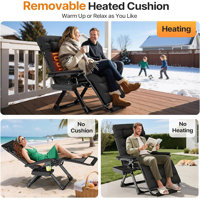 Heated XL Zero Gravity Lounge Chair, 29" Oversized Recliner with Cushion & 3 Heat Settings