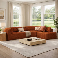 Arcadia 119" Modern Contemporary Curved Right-Facing  Sectional Sofa with Tufted Upholstery by Latitude Run