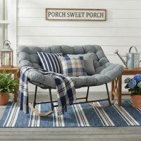 Oversized 2-Person Papasan Rocking Chair with 6" Thick Cushion, Solid Wood Rocker Base, 750 lb Capacity – Indoor/Outdoor Lounge Chair,Beige by George Oliver