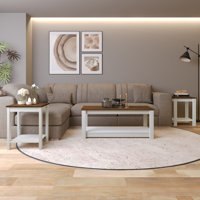 3-Piece Coffee and End Table Set with Angled Legs in White by 17 Stories