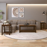 3-Piece Coffee and End Table Set with Angled Legs in White by 17 Stories