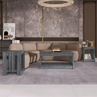 3-Piece Coffee and End Table Set with Farmhouse Paneling in Light Grey by 17 Stories