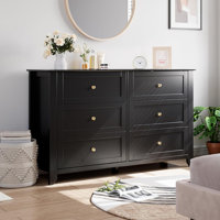 6-Drawer Dresser, Modern Wood Chest with Deep Drawers & Nickel Handles by Latitude Run