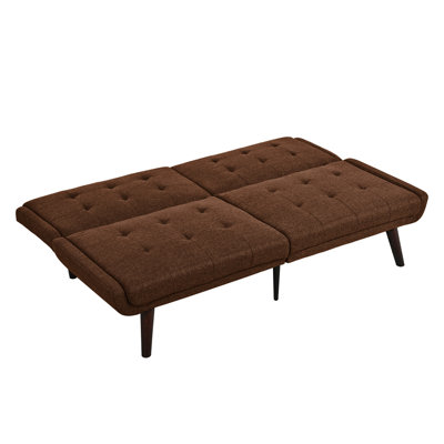 Convertible Futon Sofa Bed, 63" Sleeper Couch with 5-Position Adjustable Backrest, Modern Loveseat for Small Spaces, Guest Bed & Living Room by George Oliver