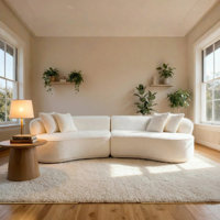 Modern Curved Sectional Sofa Cloud Modular Couch Boneless Couch Boucle Upholstery, 27.9" H, No Assembly Required Contemporary Living Room Furniture, by Latitude Run