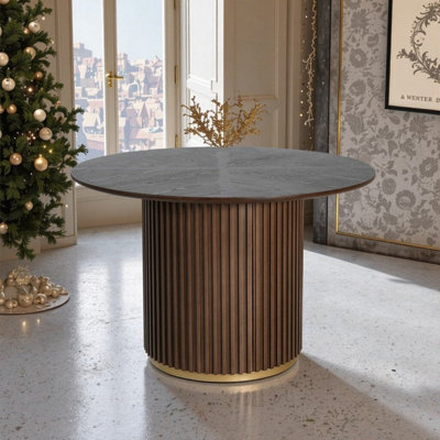 47.25 Inch Round Pedestal Solid Wood Dining Table by George Oliver