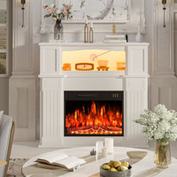 43” Electric Fireplace Mantel Wooden Surround Firebox, Tv Stand With 23" Freestanding Electric Fireplace by Red Barrel Studio
