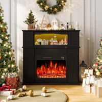 43” Electric Fireplace Mantel Wooden Surround Firebox, Tv Stand With 23" Freestanding Electric Fireplace by Red Barrel Studio