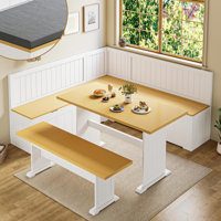 63" Breakfast Nook Dining Set, L Shaped Corner Bench with Back, Table Bench Set with Storage by Millwood Pines
