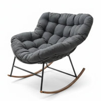 Oversized Tufted Indoor/outdoor Papasan Rocking Chair, Dark Grey by East Urban Home