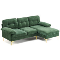 L-shaped Chenille Modern Sectional Sofa Couch, 3 Seat Couch With Deep Seat Design, Removable Sofa Pillows Washable,sofa For Living Rooms, Bedrooms, Ap by George Oliver