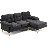 L-shaped Chenille Modern Sectional Sofa Couch, 3 Seat Couch With Deep Seat Design, Removable Sofa Pillows Washable,sofa For Living Rooms, Bedrooms, Ap by George Oliver