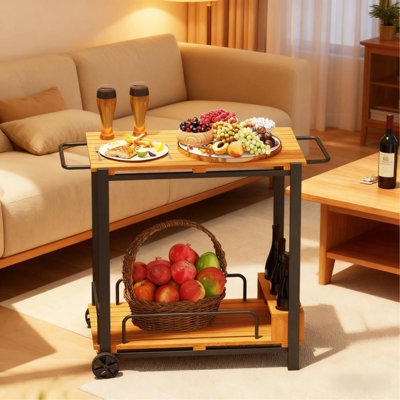 2-Tier Coffee & Drink Cart With 3 Bottle Holders by Trent Austin Design