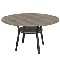Round Dining Table for 4-6, 47 Inch Kitchen Table with Storage, Wooden Circle Dinner Table with Metal Legs, Modern Dining Room Tables for Kitchen, L by George Oliver