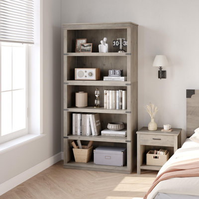 5 Tier Farmhouse Bookcase, 67.4" Tall Book Shelf with Storage, Wooden Bookshelves 5 Shelf Display Shelves