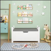 Kids Toy Box Chest With Cushion Seat, Large Storage Organizer With Flip-Top Lid And Safety Hinge For Nursery And Playroom by Ebern Designs