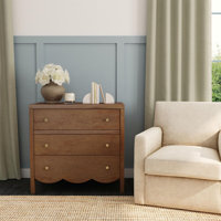 Vlad Scallop 3 Drawer Dresser, Medium Brown