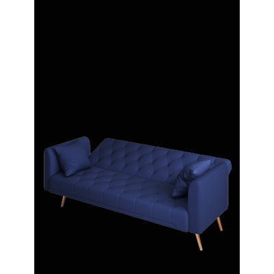 71-inch convertible love seat sofa, American vintage grey velvet material, suitable for small living room, bedroom, office by George Oliver