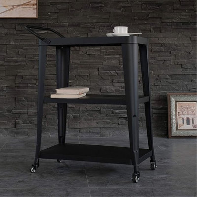 3-Tiered Metal Frame, Industrial Dining Cart With Swivel Wheels by Trent Austin Design