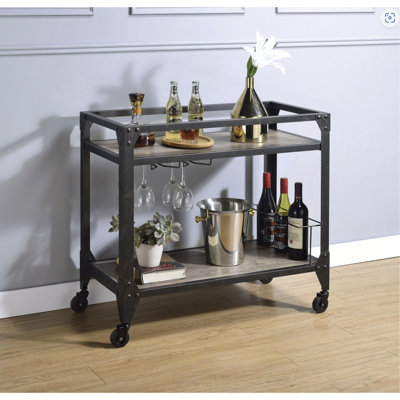 Rustic Oak & Charcoal Finish Serving Cart by Trent Austin Design