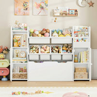 54.3"W Toys Storage Organizer With Storage Bins & Movable Drawer