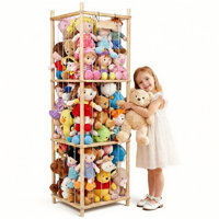 Stuffed Animal Storage Zoo, Large Wooden Toy Organizer For Plushies, Space-saving Stuffed Animal Holder For Nursery & Playroom, 54.5” Tall by Ebern Designs