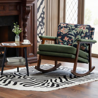 ROVELIA Mid-Century Modern Rocking Accent Chair with Ergonomic Cushioned Seat, Upholstered Lounge Chair for Living Room, Bedroom, Nursery & Reading No